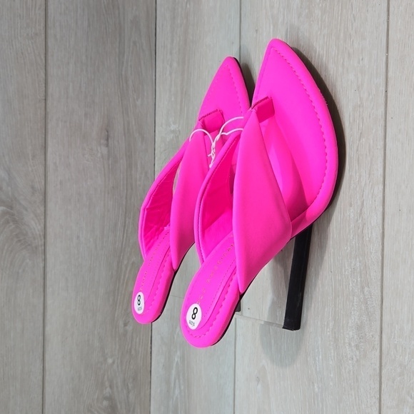 Good American Women "Like New" Thong Hot Pink Clear Wedge Sandals shoes sz 8 - Picture 3 of 10
